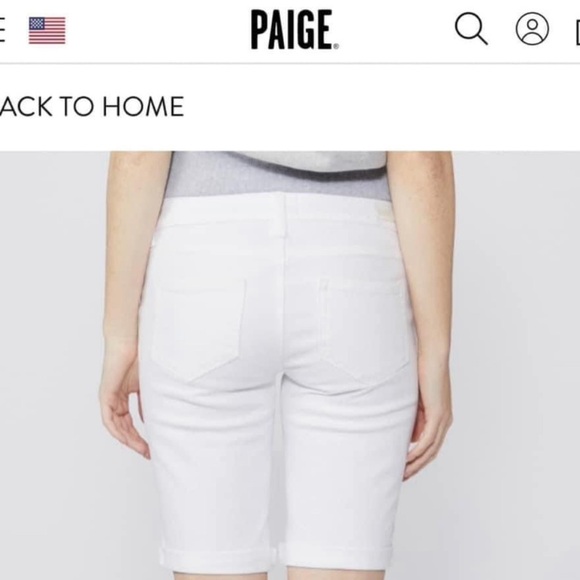 Anthropologie Paige Designer Optic White Denim Knee Shorts Bermudas Size 32 - Picture 3 of 7